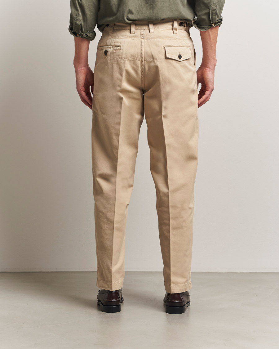 Herren | Hosen | Drake's | Flat Front Peached Cotton Chino Sand