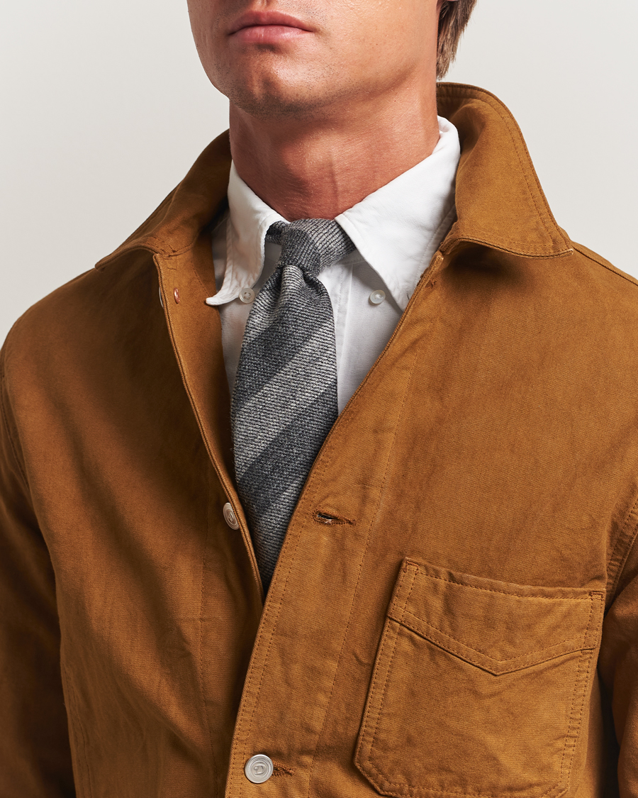 Herren | Krawatten | Drake's | Dual Stripe Wool Tie Grey