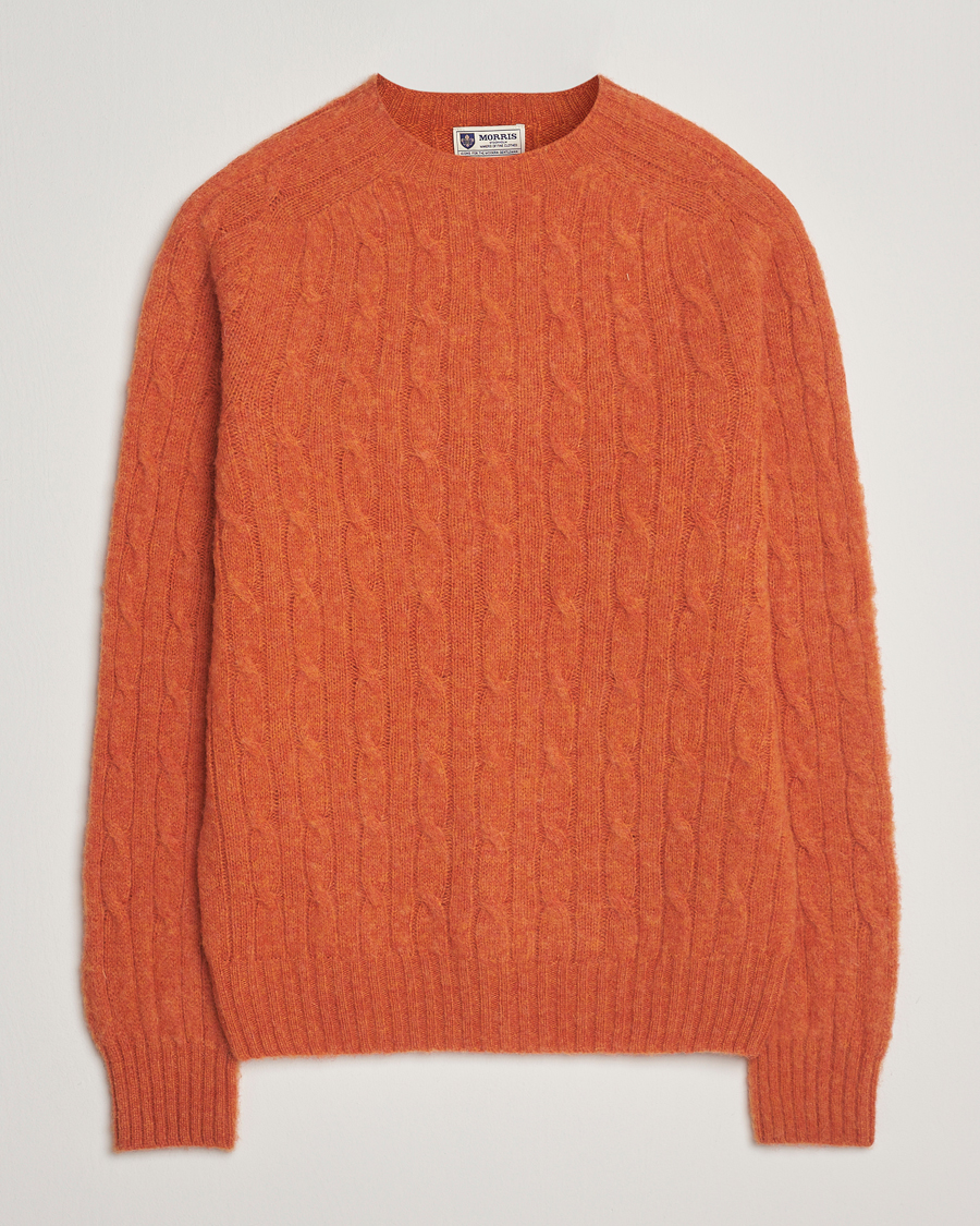 Herren | Pullover | Morris | Brushed Cable Sweater Orange