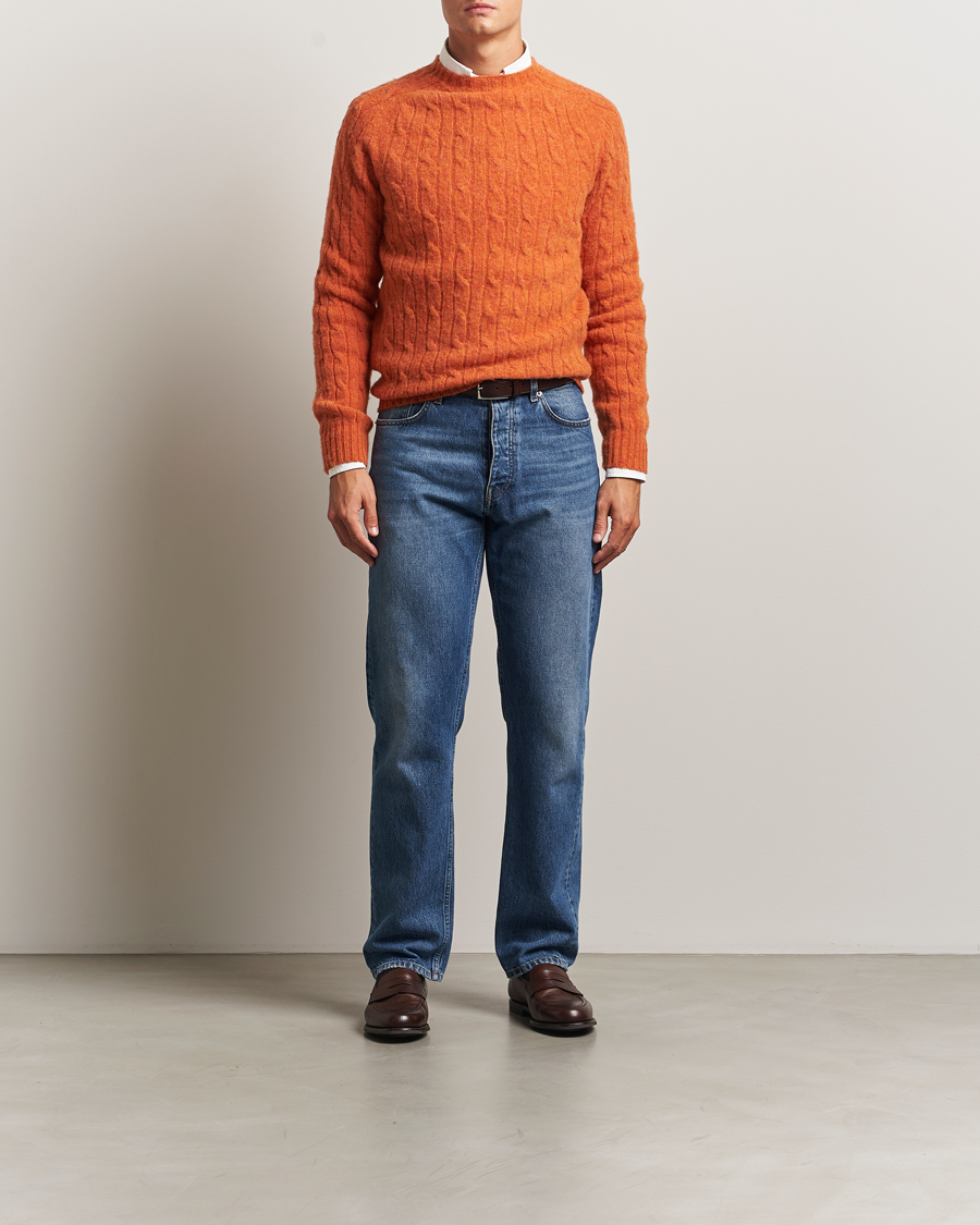 Herren | Pullover | Morris | Brushed Cable Sweater Orange