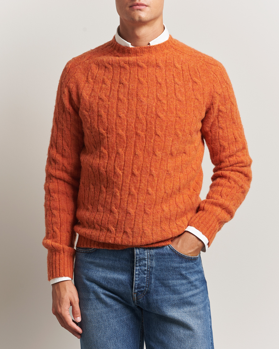 Herren | Pullover | Morris | Brushed Cable Sweater Orange