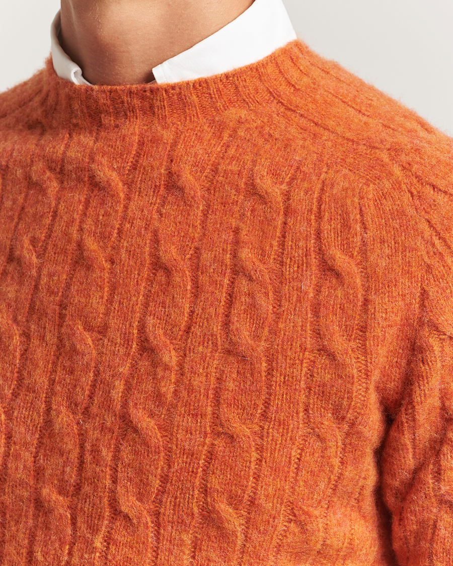 Herren | Pullover | Morris | Brushed Cable Sweater Orange