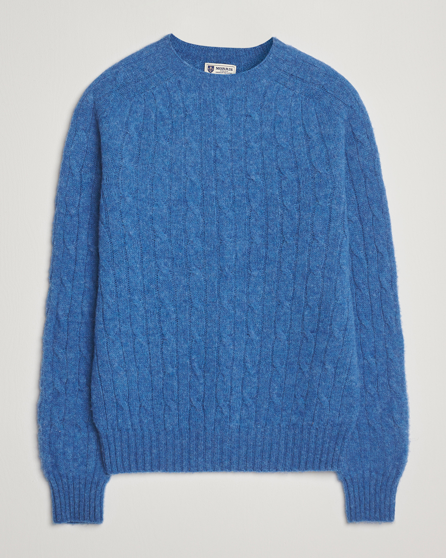 Herren | Pullover | Morris | Brushed Cable Sweater Blue