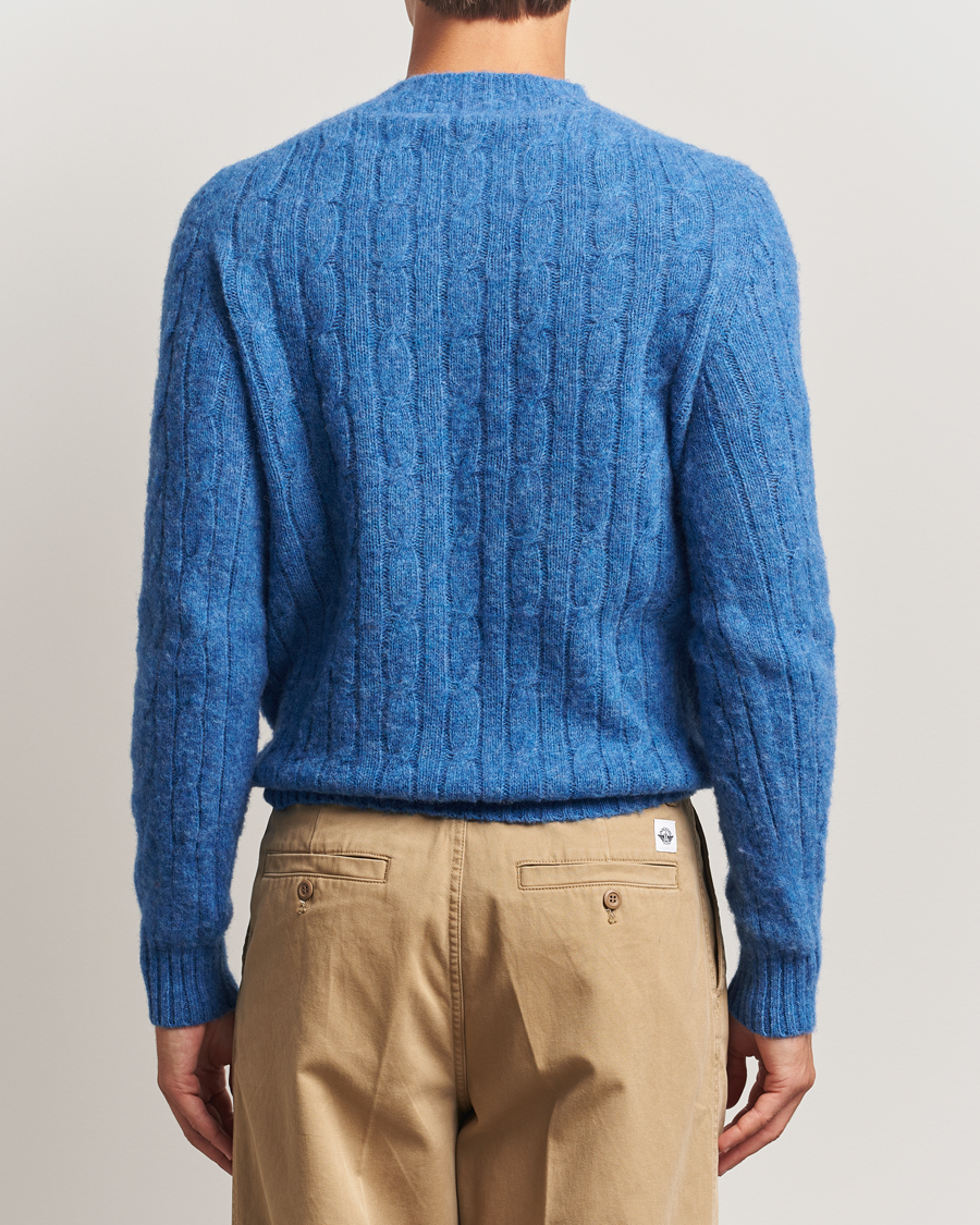 Herren | Pullover | Morris | Brushed Cable Sweater Blue