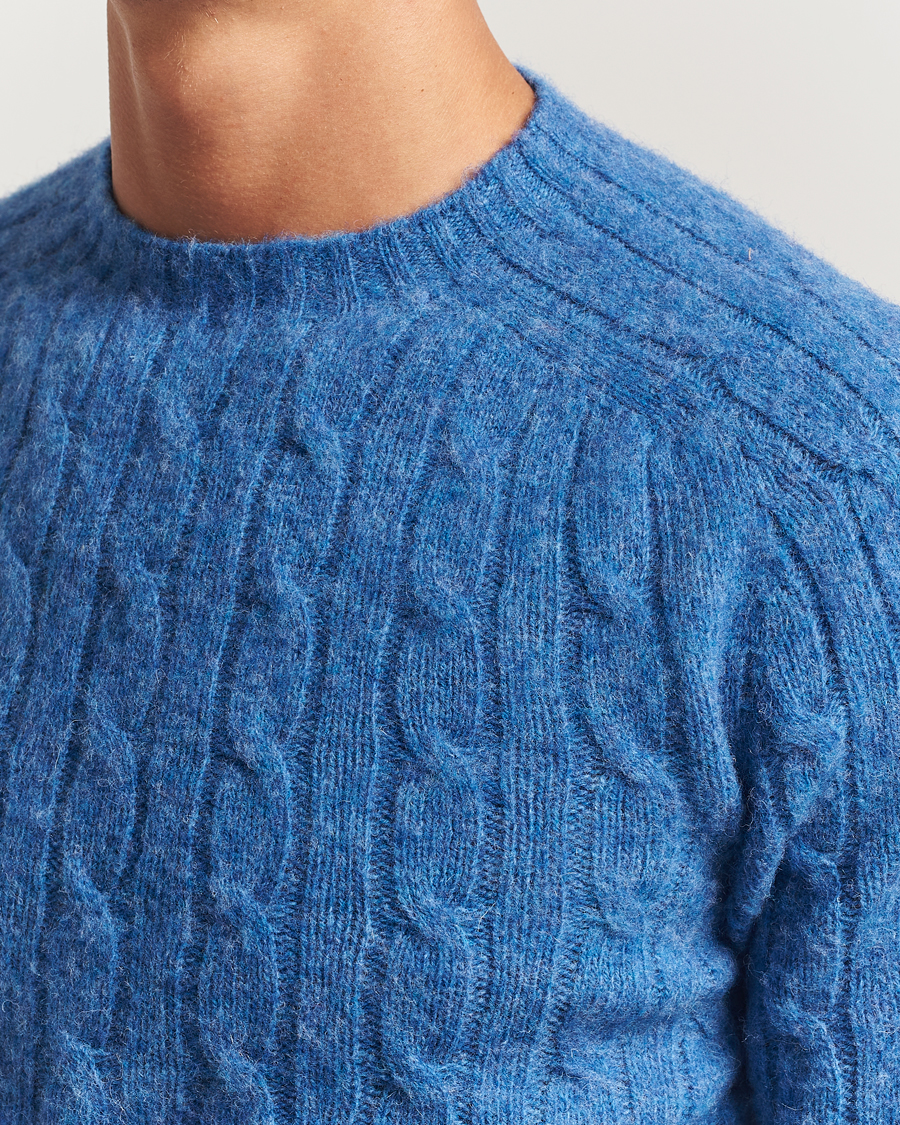 Herren | Pullover | Morris | Brushed Cable Sweater Blue
