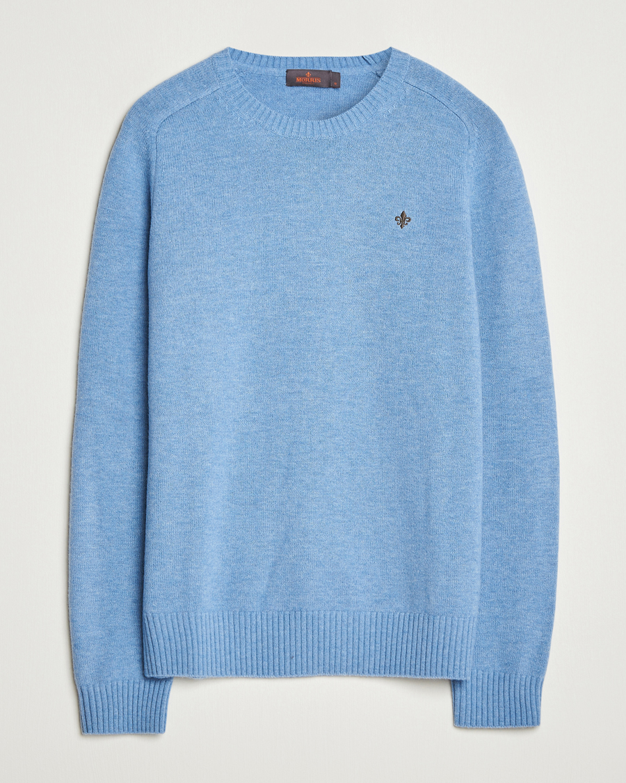 Herren | Pullover | Morris | Hertford Lambswool Merino Crew Neck Light Blue