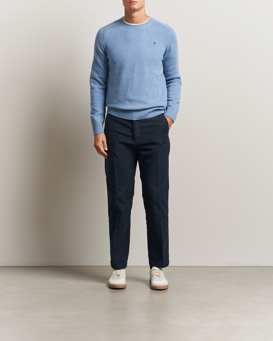 Herren | Pullover | Morris | Hertford Lambswool Merino Crew Neck Light Blue