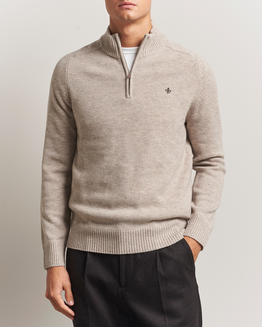 Herren | Pullover | Morris | Hertford Lambswool Merino Half Zip Khaki