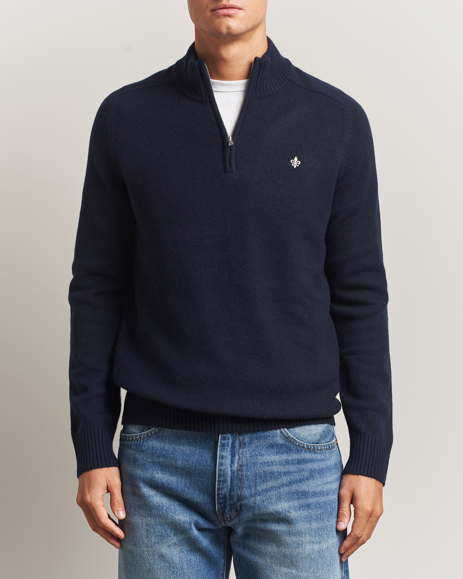 Herren | Pullover | Morris | Hertford Lambswool Merino Half Zip Navy