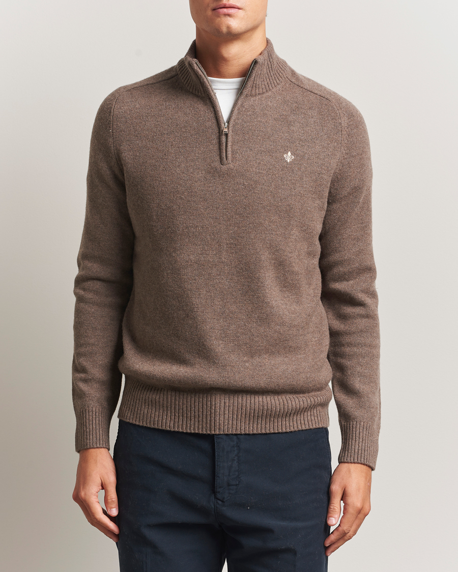 Herren | Pullover | Morris | Hertford Lambswool Merino Half Zip Brown