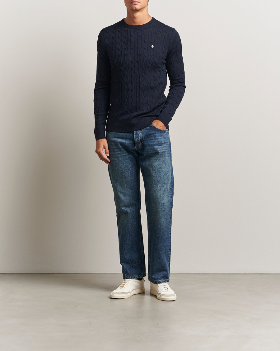 Herren | Pullover | Morris | Merino Cable O-Neck Navy