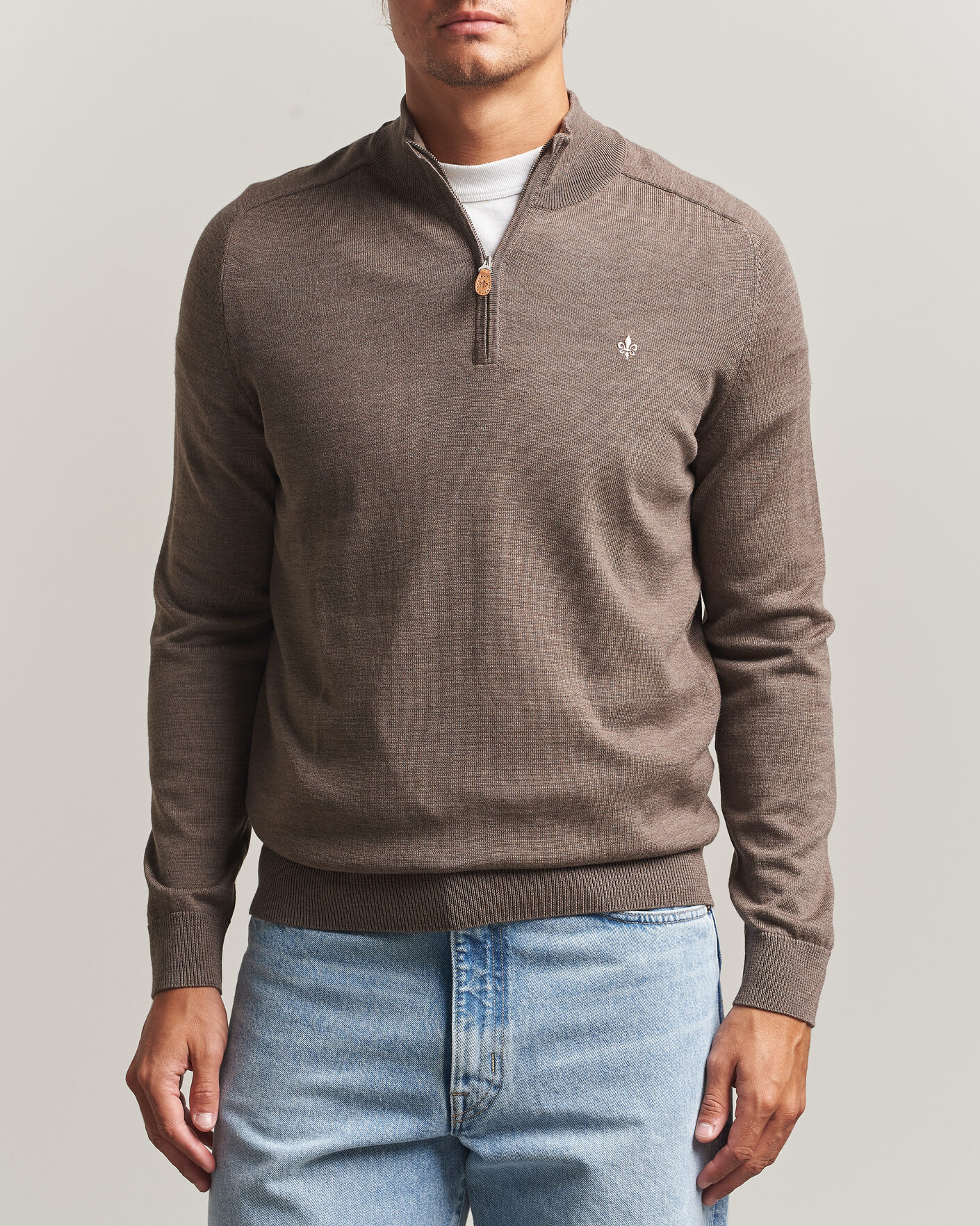 Herren | Pullover | Morris | John Merino Half Zip Brown