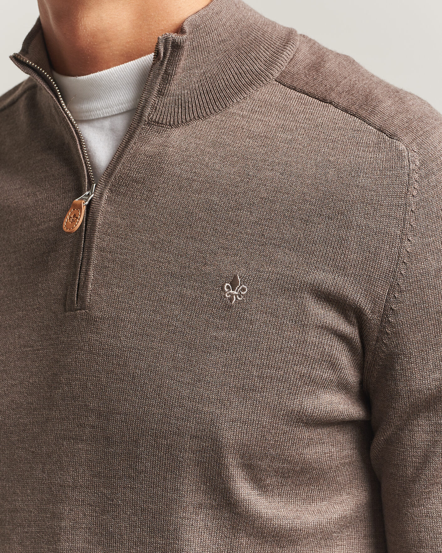 Herren | Pullover | Morris | John Merino Half Zip Brown