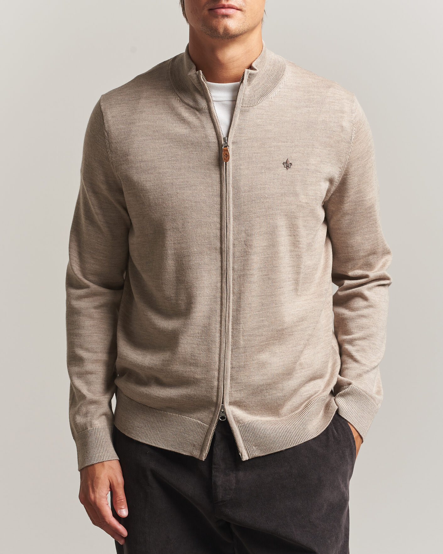 Herren | Pullover | Morris | Merino Full Zip Cardigan Khaki