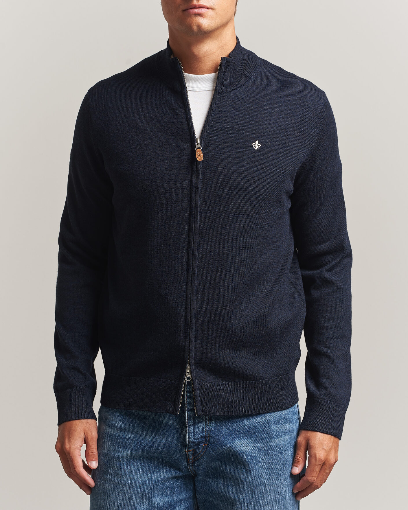 Herren | Pullover | Morris | Merino Full Zip Cardigan Navy