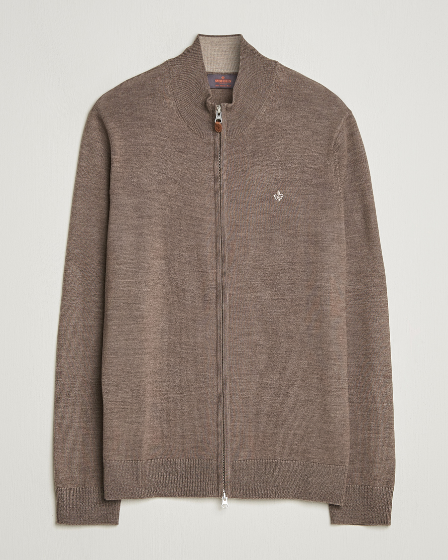 Herren | Pullover | Morris | Merino Full Zip Cardigan Brown