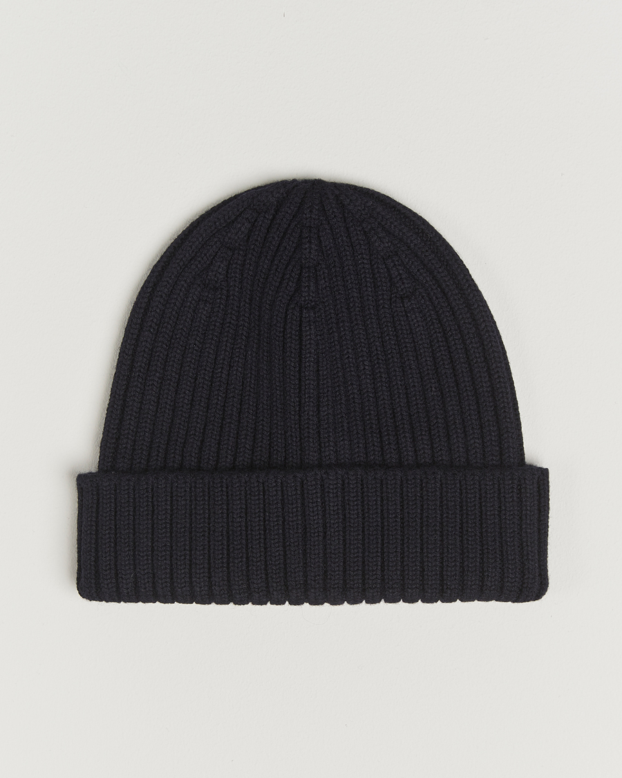 Herren | Mützen | Stenströms | Rib Knitted Merino Beanie Navy