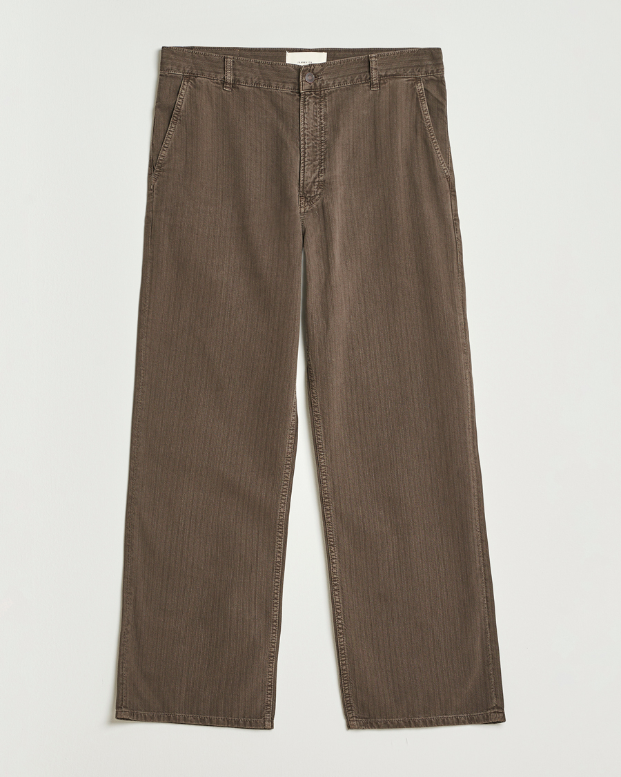Herren | Hosen | Jeanerica | Genua Herringbone Twill Chino Brown