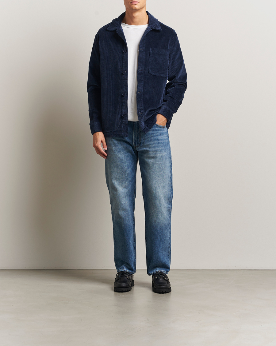 Herren | Hemden | KnowledgeCotton Apparel | Cotton Corduroy Overshirt Night Sky