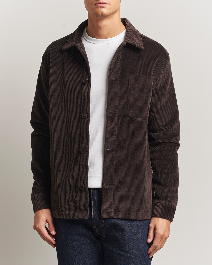 Herren | Hemden | KnowledgeCotton Apparel | Cotton Corduroy Overshirt Chocolate