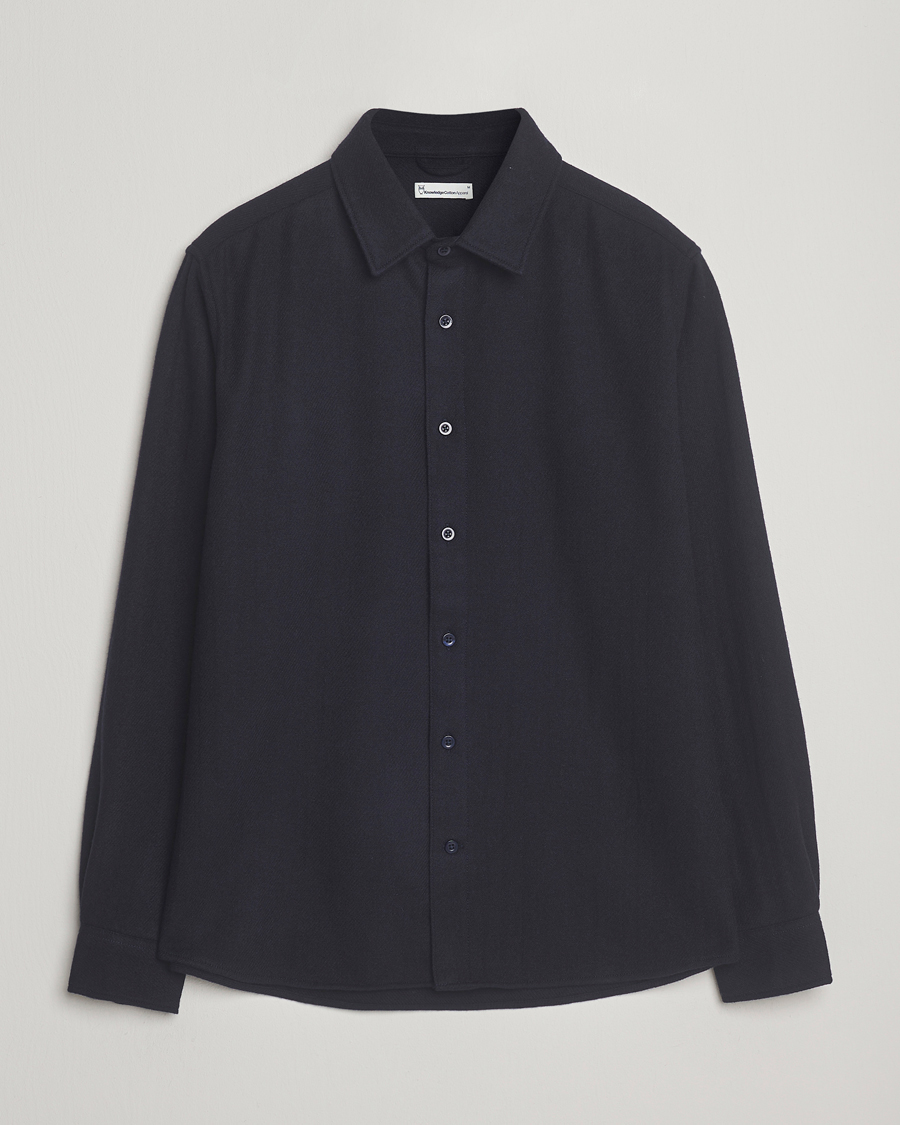 Herren | Hemden | KnowledgeCotton Apparel | Merino Wool Overshirt Night Sky
