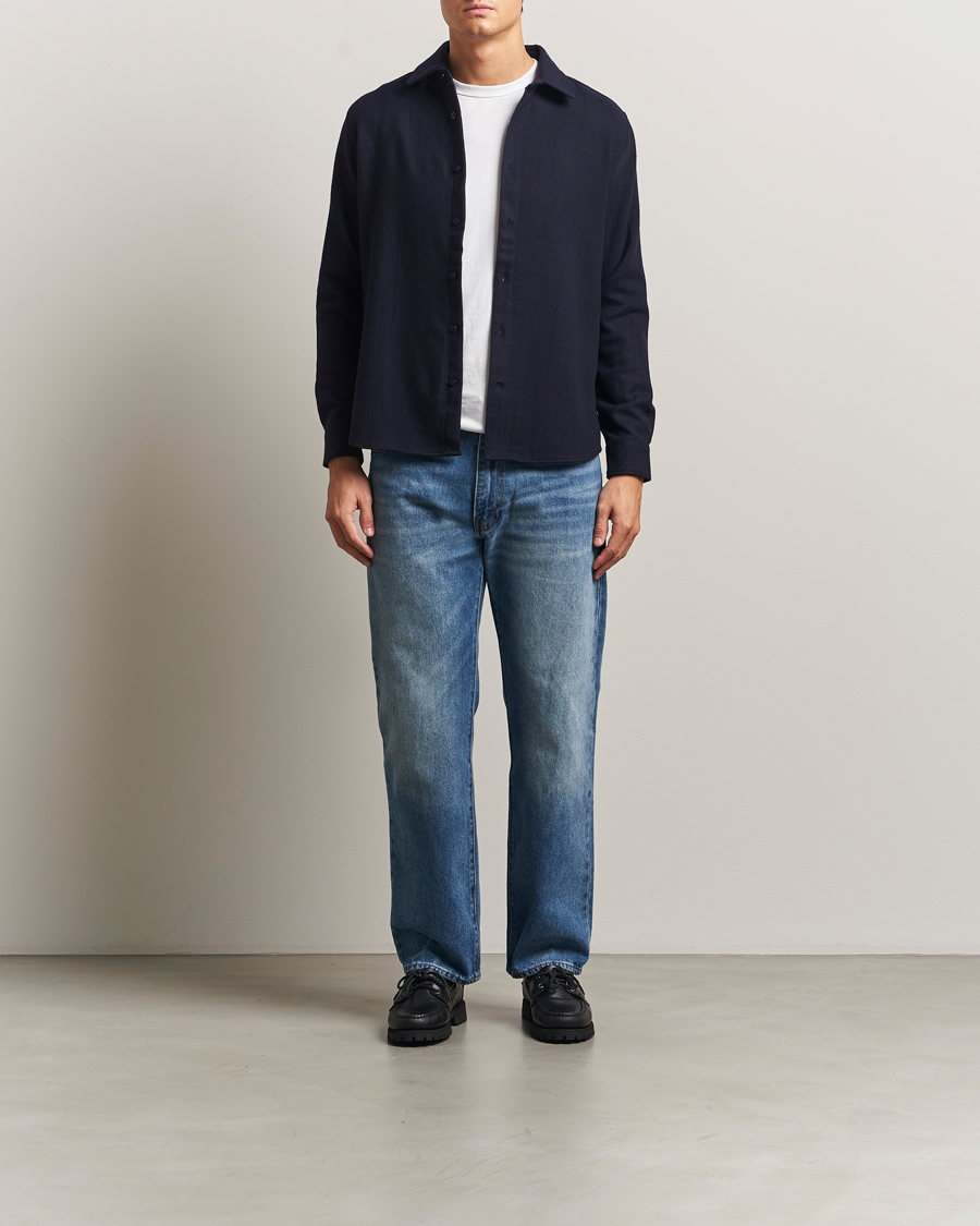 Herren | Hemden | KnowledgeCotton Apparel | Merino Wool Overshirt Night Sky