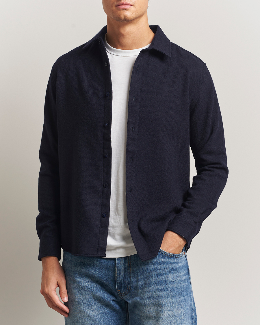 Herren | Hemden | KnowledgeCotton Apparel | Merino Wool Overshirt Night Sky