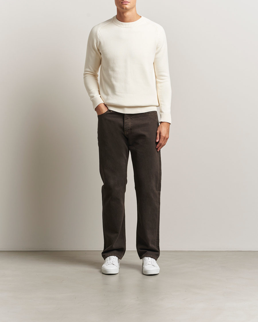Herren | Pullover | KnowledgeCotton Apparel | Plain Knitted Cotton Crewneck Egret