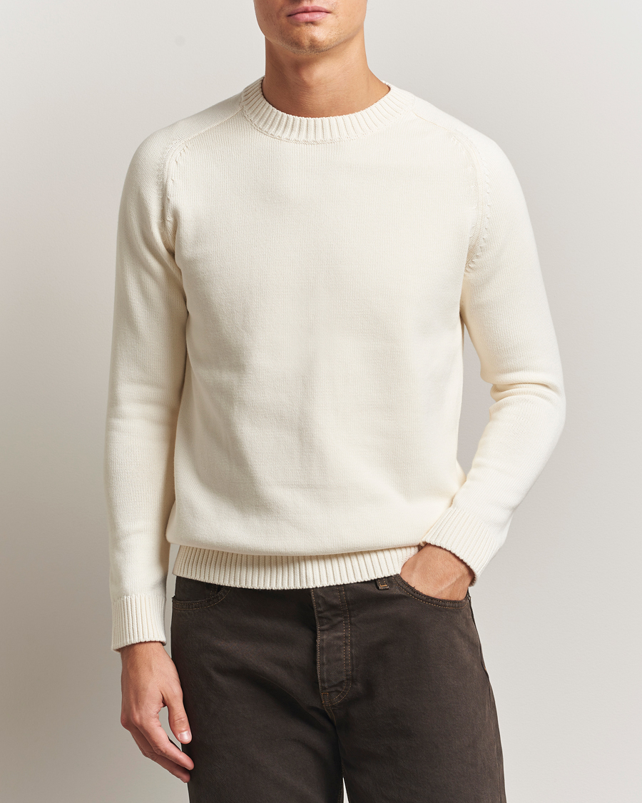 Herren | Pullover | KnowledgeCotton Apparel | Plain Knitted Cotton Crewneck Egret