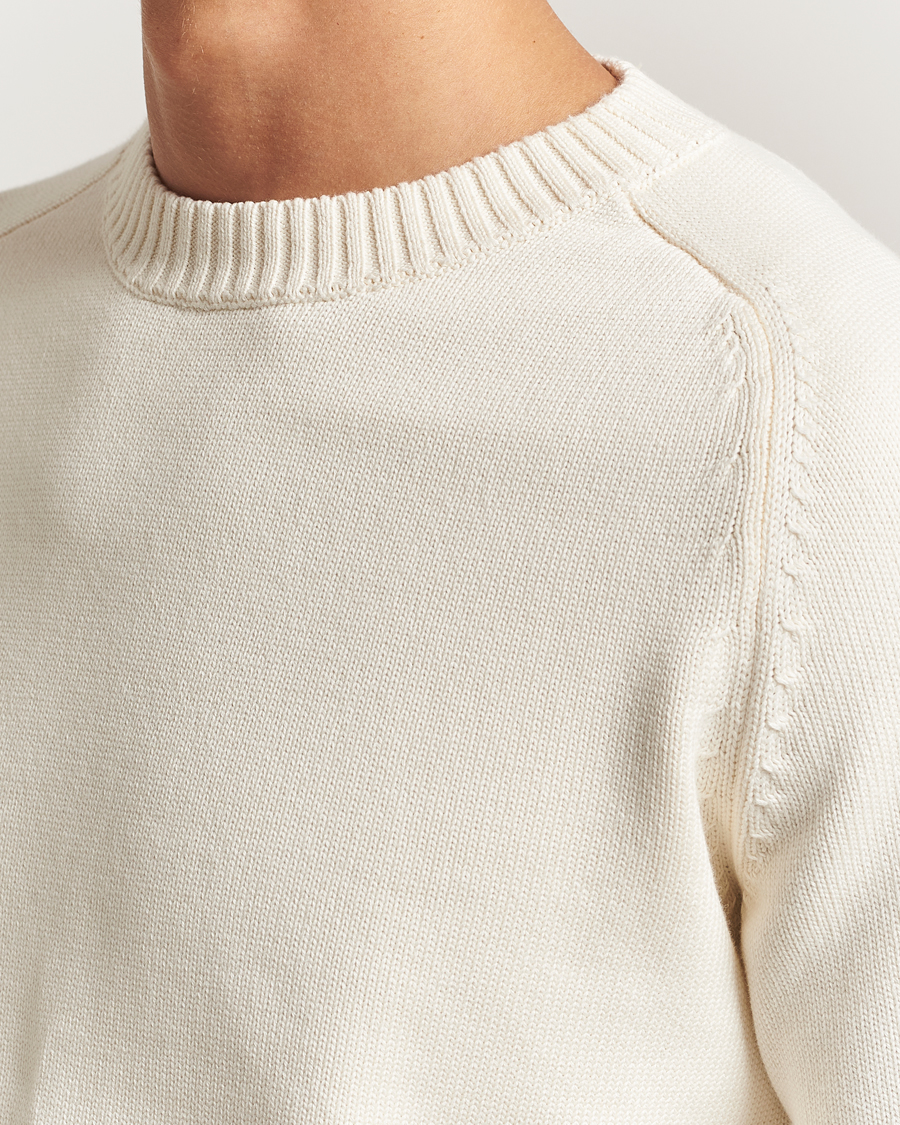 Herren | Pullover | KnowledgeCotton Apparel | Plain Knitted Cotton Crewneck Egret