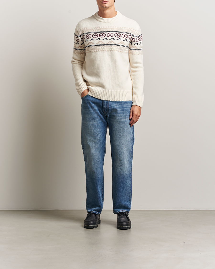 Herren | Pullover | KnowledgeCotton Apparel | Lambswool Knitted Crewneck Egret