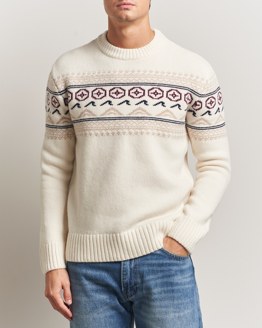 Herren | Pullover | KnowledgeCotton Apparel | Lambswool Knitted Crewneck Egret