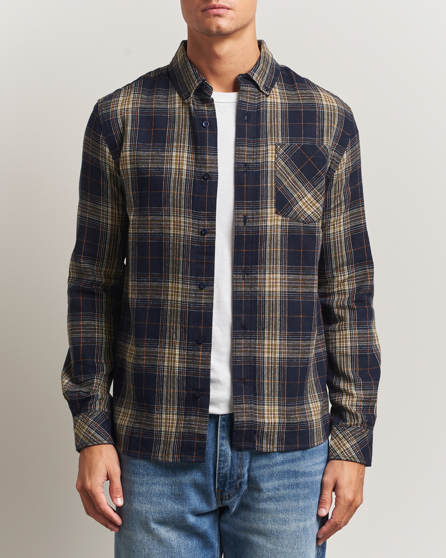 Herren | Hemden | KnowledgeCotton Apparel | Checked Flannel Shirt Navy/Green