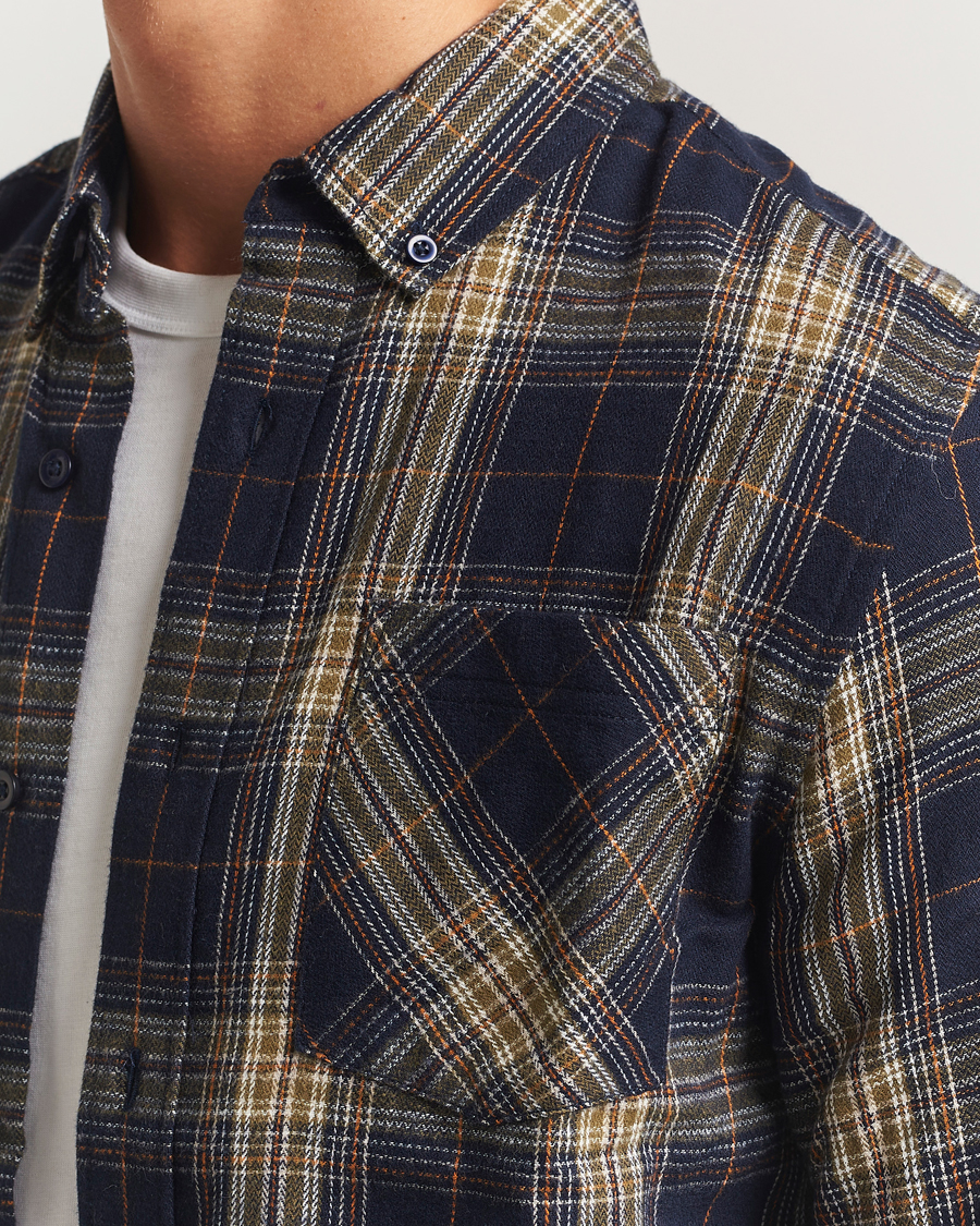 Herren | Hemden | KnowledgeCotton Apparel | Checked Flannel Shirt Navy/Green