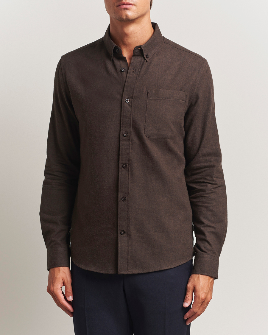 Herren | Hemden | KnowledgeCotton Apparel | Regular Fit Melange Flannel Shirt Chocolate