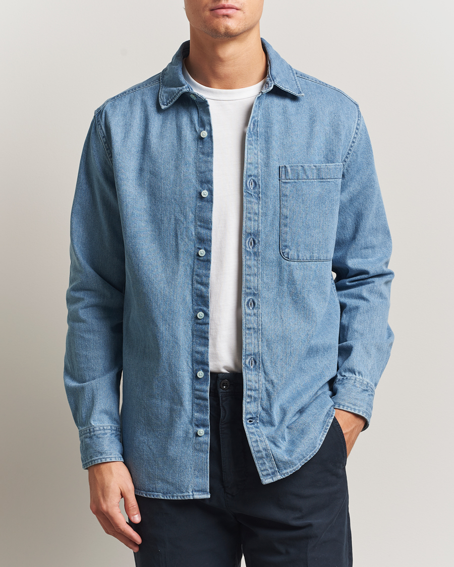Herren | Hemden | KnowledgeCotton Apparel | Cotton Indigo Denim Shirt Light Blue