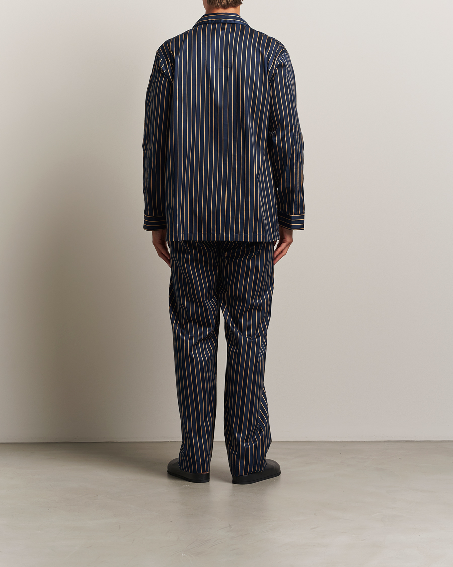 Herren | Schlafanzüge & Bademäntel | Derek Rose | Striped Cotton Pyjama Set Navy
