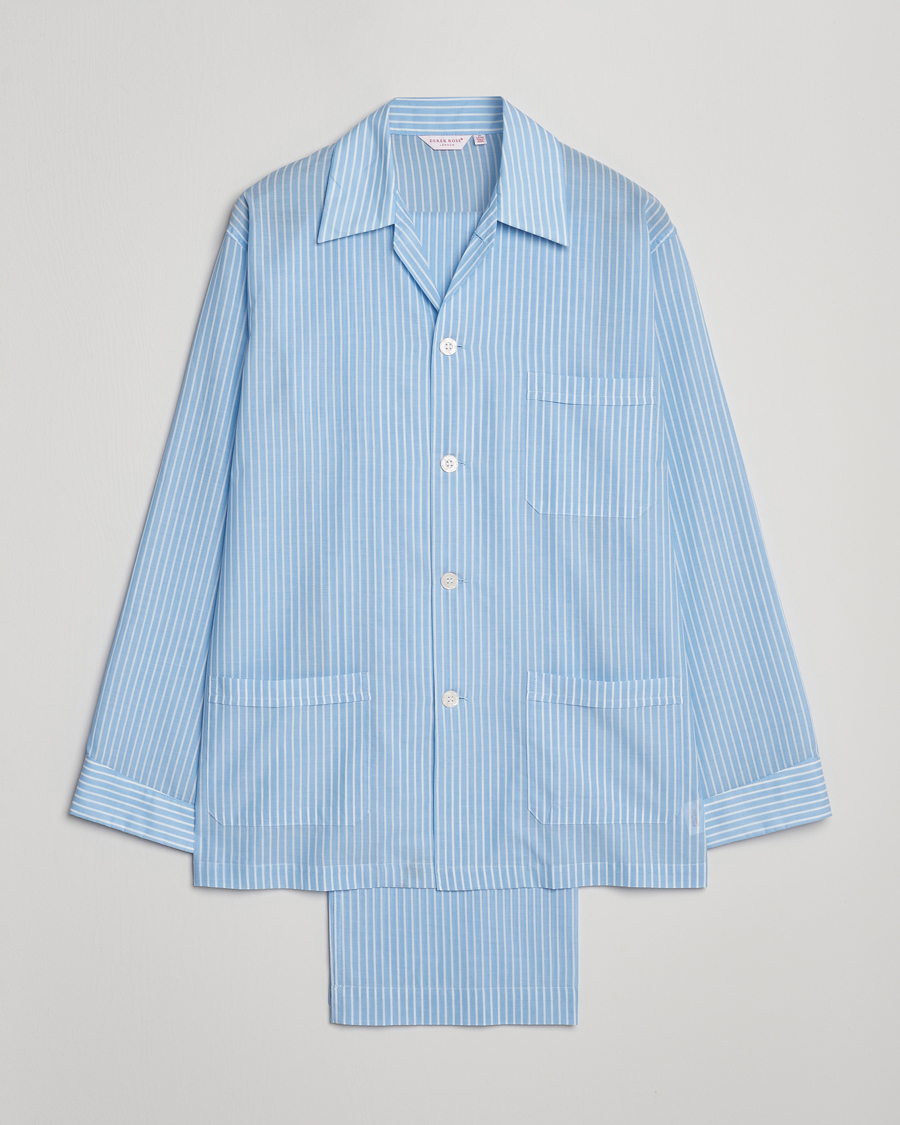 Herren | Schlafanzüge & Bademäntel | Derek Rose | Striped Cotton Pyjama Set Light Blue