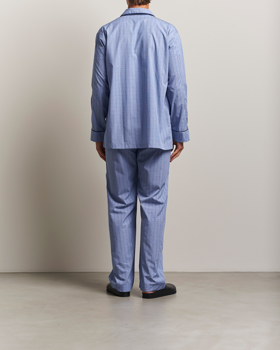 Herren | Schlafanzüge & Bademäntel | Derek Rose | Piped Cotton Pyjama Set Light Blue