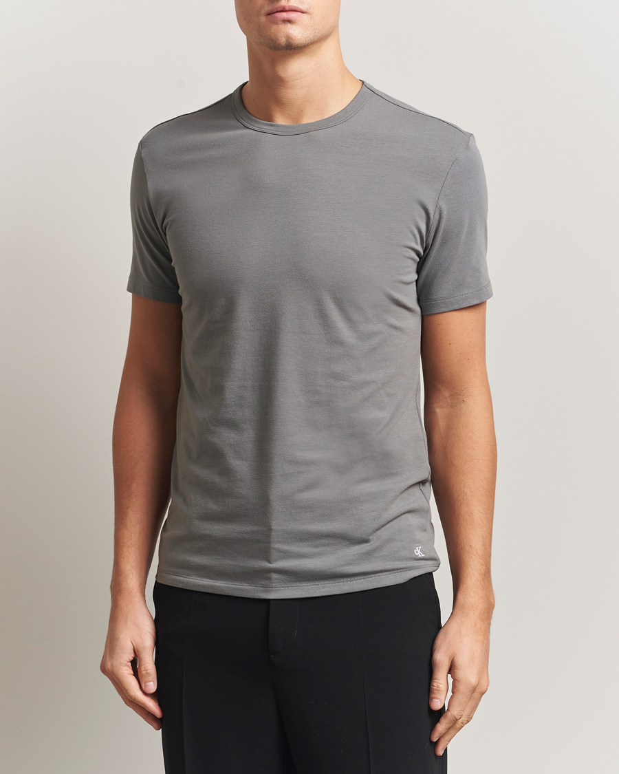 Herren | T-Shirts | Calvin Klein | 3-Pack Cotton Stretch Crew Neck T-Shirt Grey/White/Blue