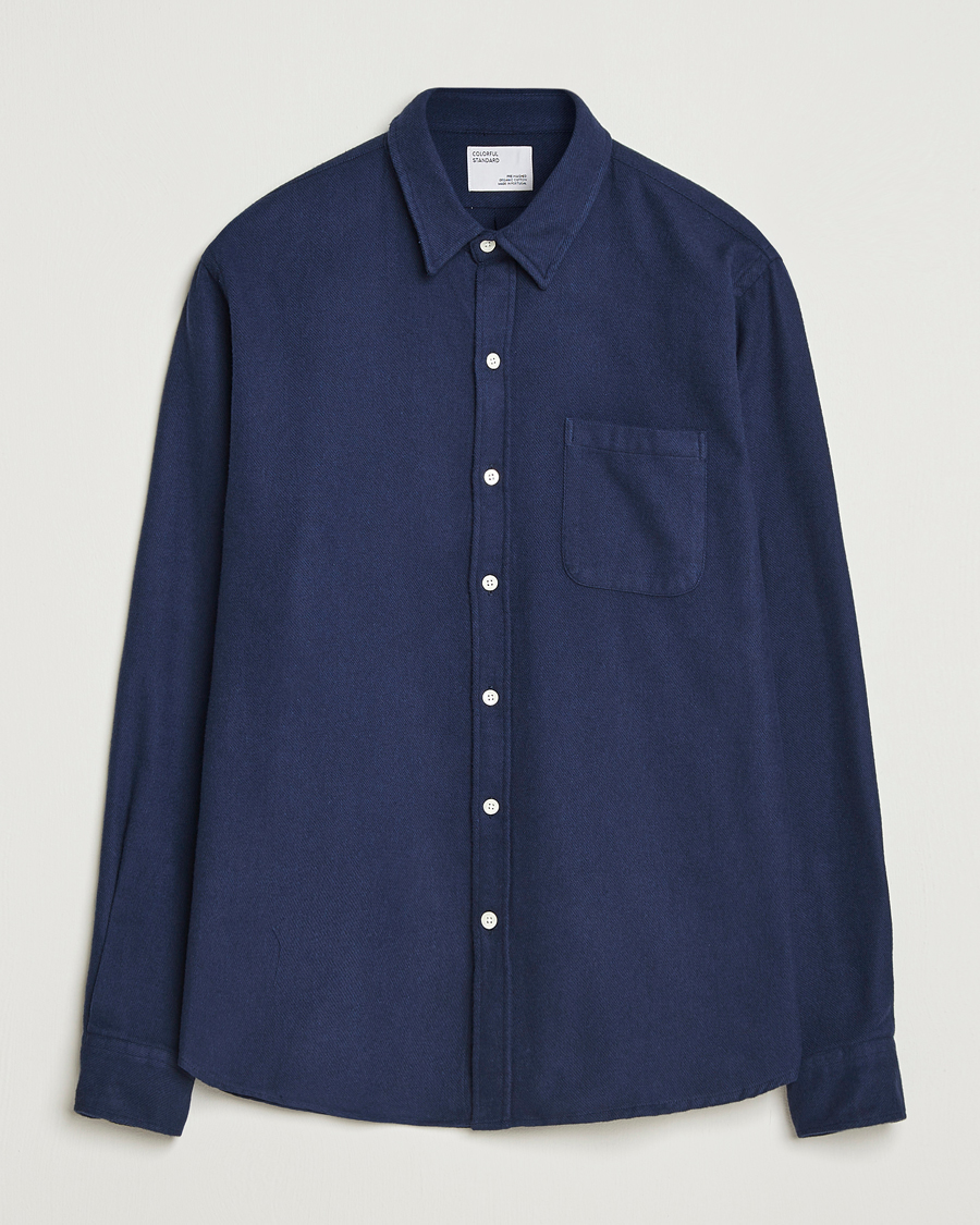 Herren | Hemden | Colorful Standard | Organic Flannel Shirt Navy Blue