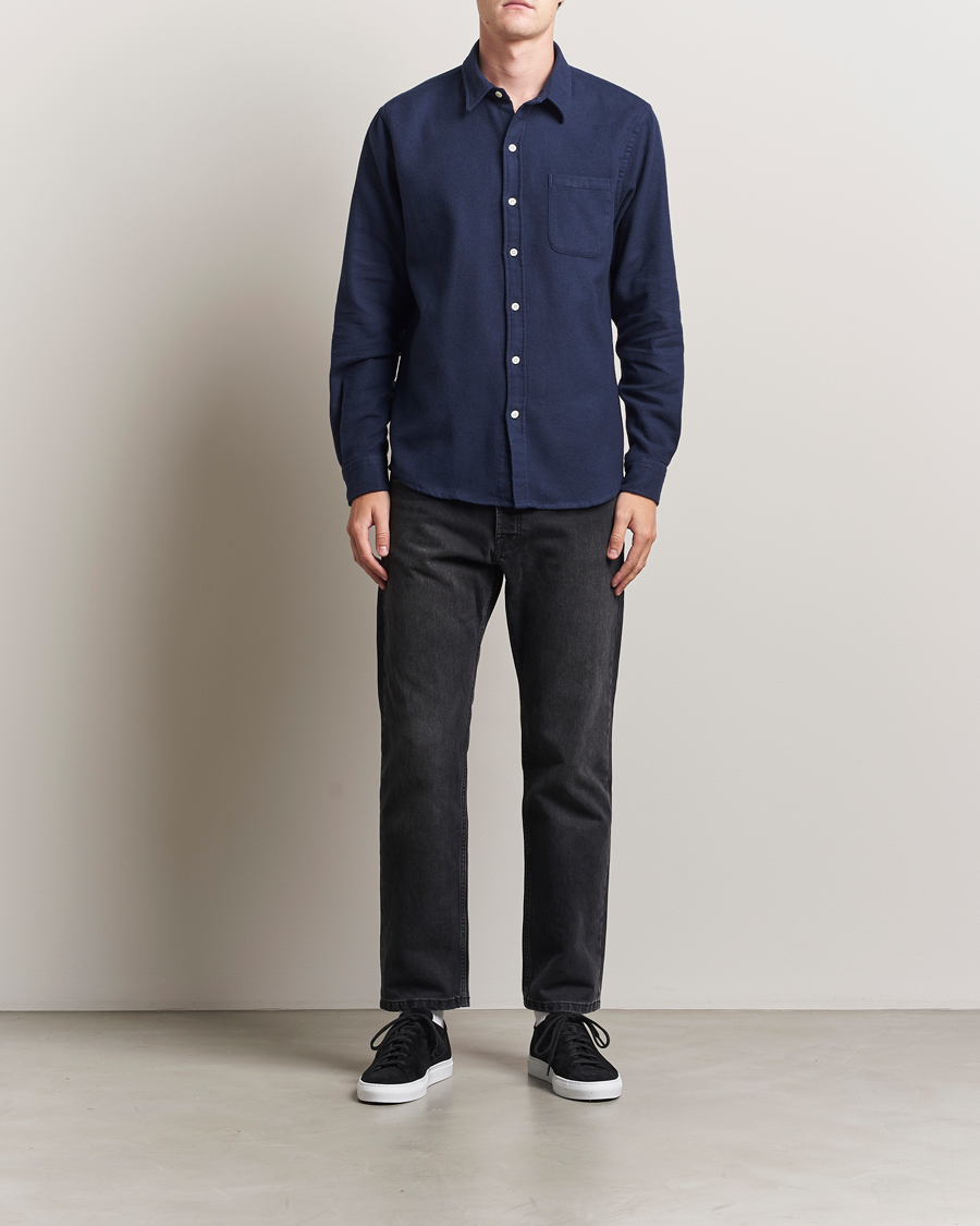 Herren | Hemden | Colorful Standard | Organic Flannel Shirt Navy Blue