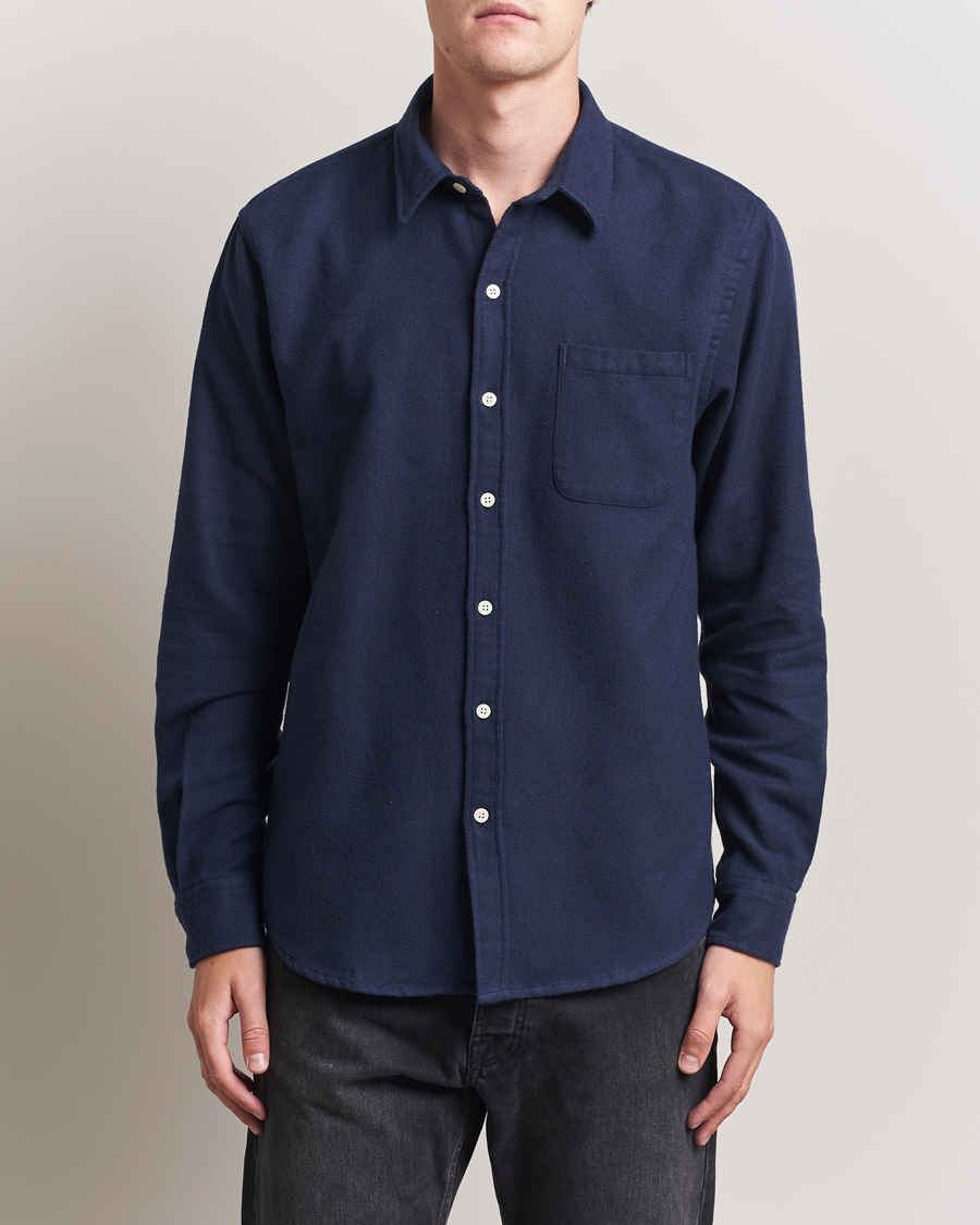 Herren | Hemden | Colorful Standard | Organic Flannel Shirt Navy Blue