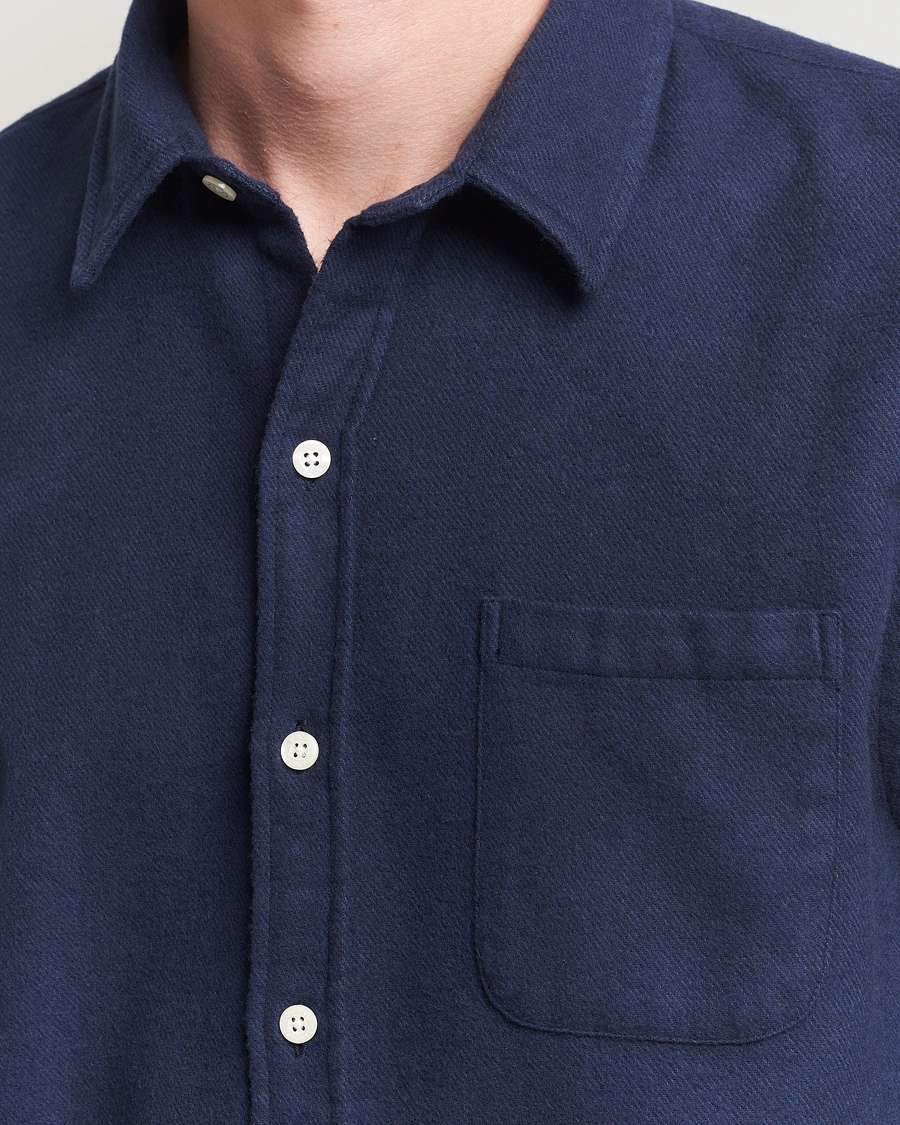 Herren | Hemden | Colorful Standard | Organic Flannel Shirt Navy Blue