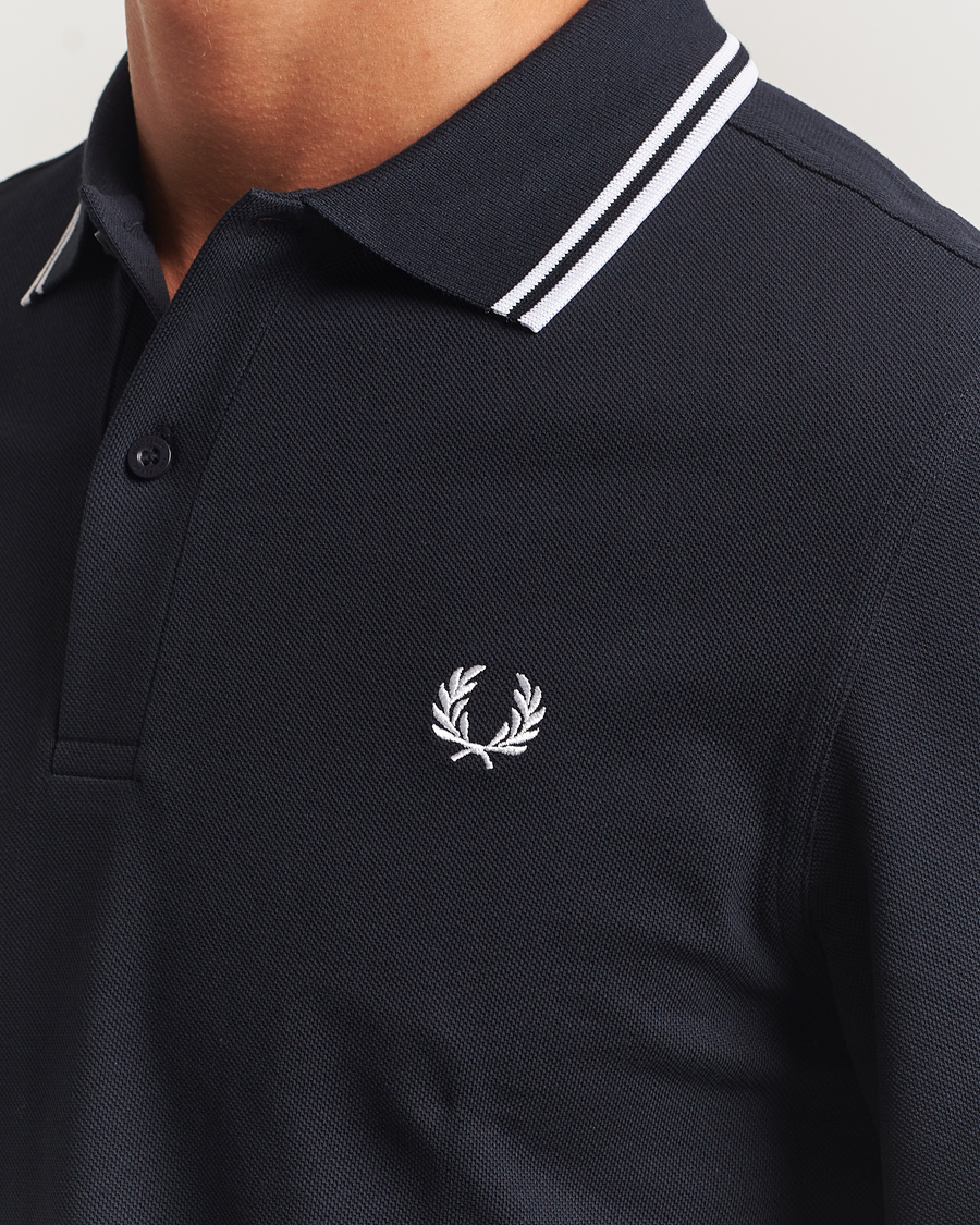 Herren | Poloshirts | Fred Perry | Twin Tipped Long Sleeve Polo Shirt Navy