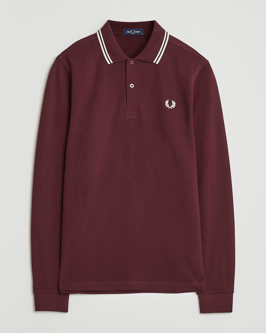 Herren | Poloshirts | Fred Perry | Twin Tipped Long Sleeve Polo Shirt Oxblood