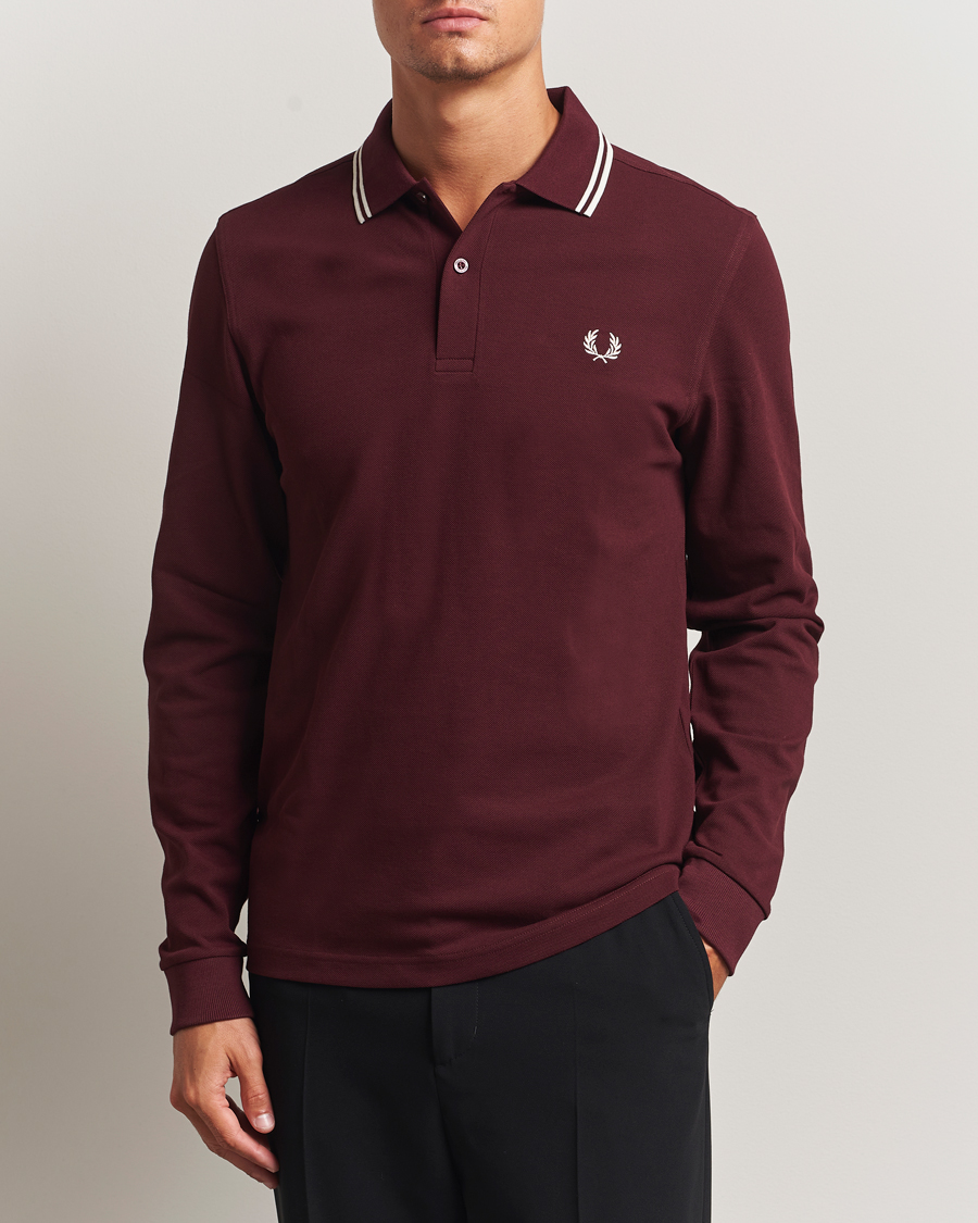 Herren | Poloshirts | Fred Perry | Twin Tipped Long Sleeve Polo Shirt Oxblood