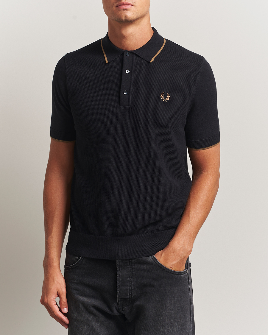 Herren | Poloshirts | Fred Perry | Pique Knitted Tipped Polo Black
