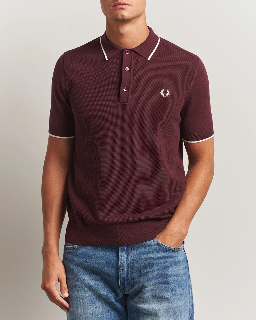 Herren | Poloshirts | Fred Perry | Pique Knitted Tipped Polo Oxblood