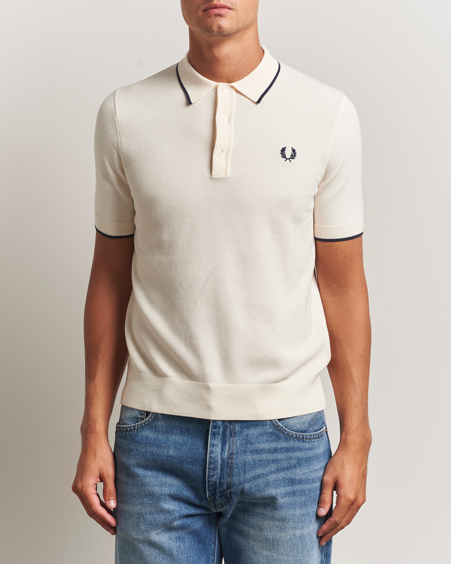 Herren | Poloshirts | Fred Perry | Pique Knitted Tipped Polo Ecru